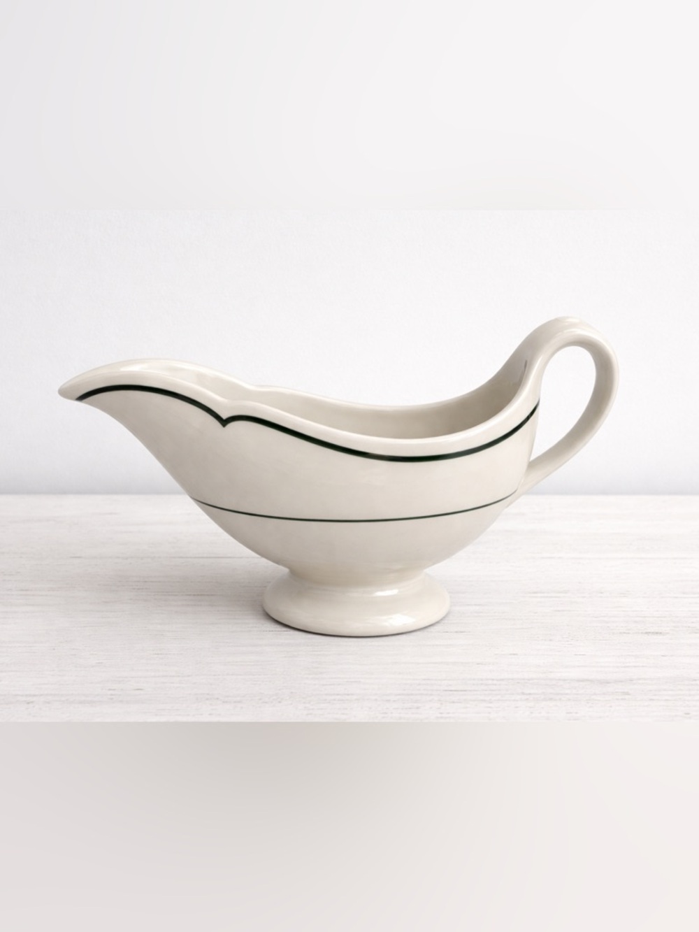 Vintage Rare Trenle Blake Gravy Boat Green Stripe Restaurant Ware